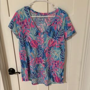 Lilly Pulitzer Pink and Blue Relaxed Short Sleeve T-Shirt